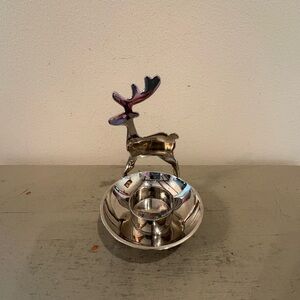 Crate&Barrel Silver Reindeer Votive Candle Holder